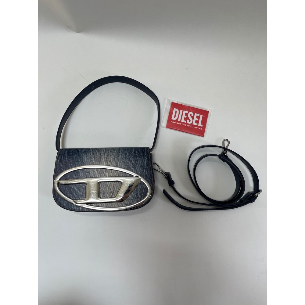 Diesel 1DR Denim Shoulder Bag Blue Faded Logo Crossbody Handbag X08396